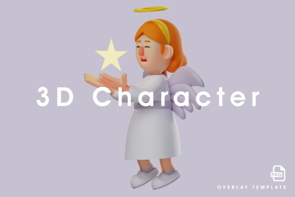 3D Angel Cartoon Design Having a Star: Merging Digital Sculpture with Symbolic Light