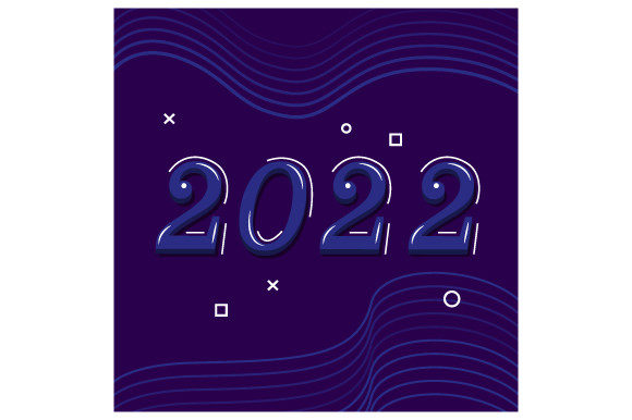 3D Blue 2022 Design Vector Concept