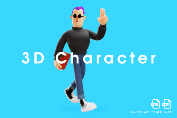3D Cool Man Design Walking Confidently