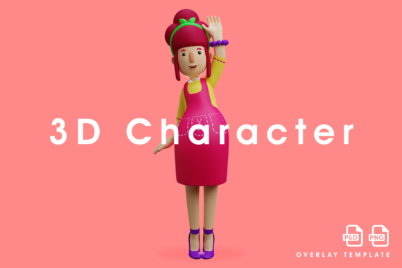 3D Mother Cartoon Design Waving Her Hand: A Playful Display Font