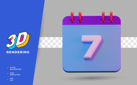 3D Render Symbol Calendar of Number 7: Where Design Meets Purposeful Planning