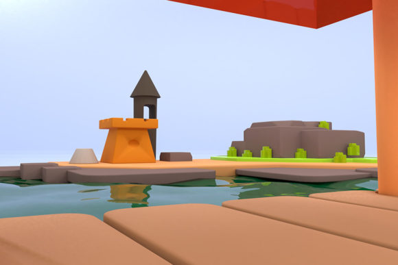 Green Park and River 3D: A Natural Scene for Creators