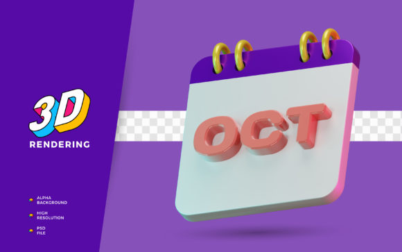October Calendar Month 3D Rendering as a Visual Planning Tool