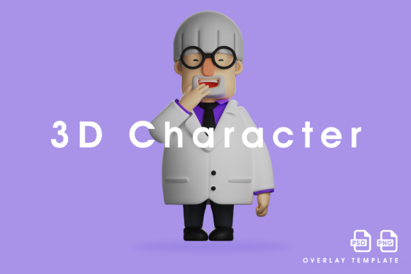 Smiley Face 3D Professor Cartoon Design